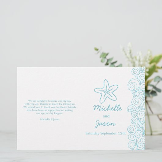 Sea Star & Wirbel Hochzeitsprogramme (Stehend Vorderseite)