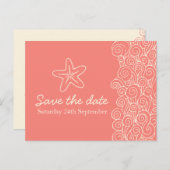 Sea Star & Wirbel Korallen & Creme Save the Date K Ankündigungspostkarte (Vorne/Hinten)