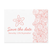 Sea Star & Wirbel Korallen & Weiß Save the Date Ka