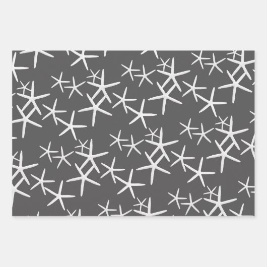 Sea Stars Muster Grau Shades Wrapping Paper Geschenkpapier Set (Vorderseite 3)