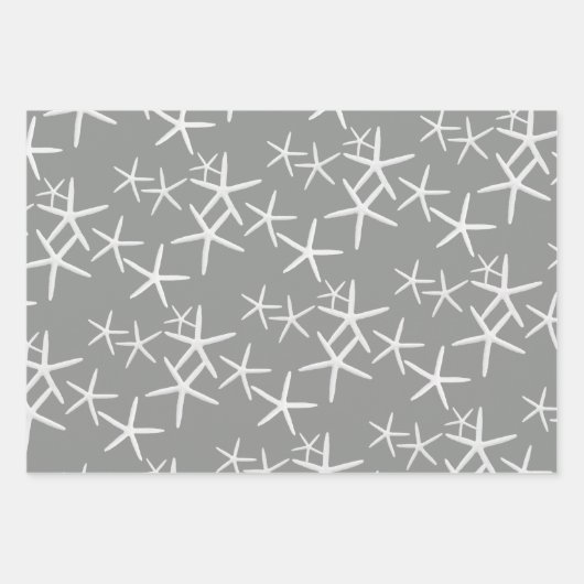 Sea Stars Muster Grau Shades Wrapping Paper Geschenkpapier Set (Vorderseite 2)