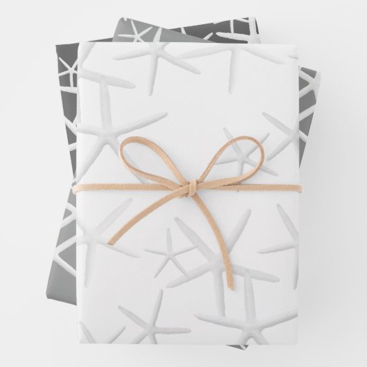 Sea Stars Muster Grau Shades Wrapping Paper Geschenkpapier Set (Beispiel)