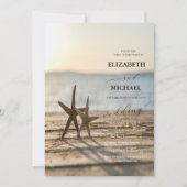 Sea stars Sand Beach Script Hochzeit Einladung (Vorderseite)