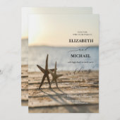 Sea stars Sand Beach Script Hochzeit Einladung (Vorne/Hinten)