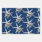 Sea Stars Sand Dollars Dark Navy Blue Geschenkpapier Set (Vorderseite)