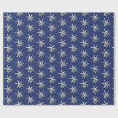 Sea Stars Sand Dollars Navy Blue Geschenkpapier (Flach)