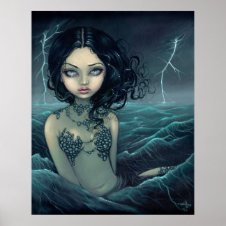 Sea Storm gotische Meerjungfrau Art Print Poster