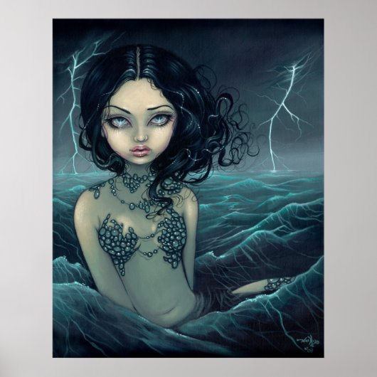 Sea Storm gotische Meerjungfrau Art Print Poster (Vorne)