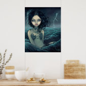 Sea Storm gotische Meerjungfrau Art Print Poster (Küche)