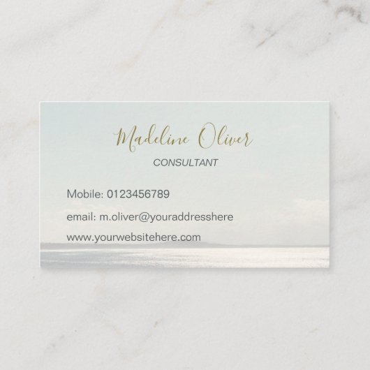 Sea Sun Ocean Travel Blue Modernes, stilvolles Gol Visitenkarte (Rückseite)