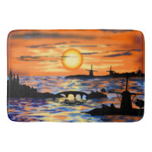Sea Sunrise Bath Mat Niederlande Landschaft