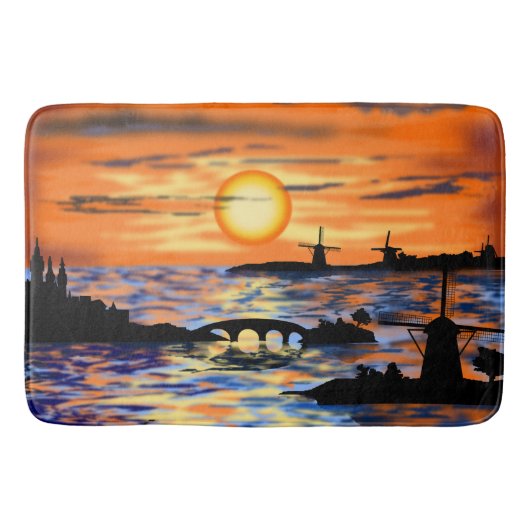 Sea Sunrise Bath Mat Niederlande Landschaft Badematte (Vorderseite)