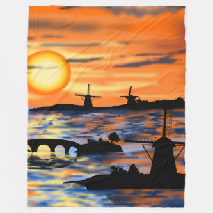 Sea Sunrise Fleece Blanket Niederlande Lanscape
