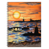 Sea Sunrise Notebook Niederlande Landschaft Notizblock (Vorderseite)