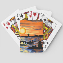 Sea Sunrise Playing Cards Niederlande Landschaft