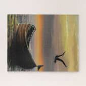 Sea Sunset Boat and Seagull Puzzleteil Geschenk Puzzle (Horizontal)