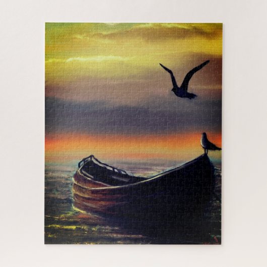 Sea Sunset Boat Puzzle (Vertikal)
