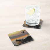 Sea Sunset Boot Seagull Flying Beverage Coaster Getränkeuntersetzer (Rechte Seite)