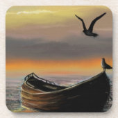 Sea Sunset Boot Seagull Flying Beverage Coaster Getränkeuntersetzer (Vorderseite)