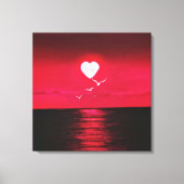 Sea Sunset Canvas Print mit Heart Sun Liebe Text Leinwanddruck (Vorderseite)