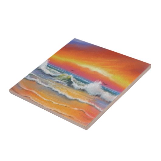 Sea Sunset Ceramic Tile Waves Painting Fliese (Seite)