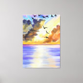 Sea Sunset Flying Birds Canvas Print - Malerei Leinwanddruck (Vorderseite)