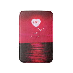 Sea Sunset Heart Liebe Text Bath Mat Badematte