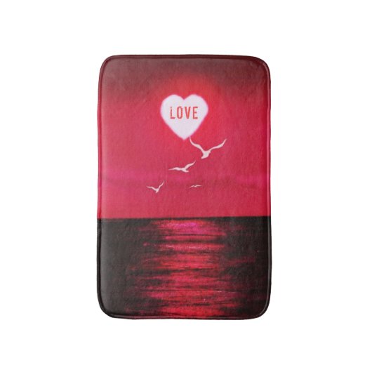 Sea Sunset Heart Liebe Text Bath Mat Badematte (Vorderseite Vertikal)