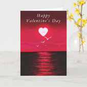 Sea Sunset Heart Liebe Valentine's Day Card Karte (Gelbe Blume)