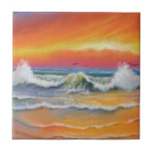 Sea Sunset Keramik Tile Abstract Design Fliese (Vorderseite)