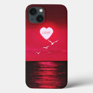 Sea Sunset Liebe Hört Romantisches Schwarzes Rot I Case-Mate iPhone Hülle