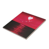 Sea Sunset Liebe Keramik Tile - Schwarz Rot Fliese (Seite)