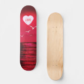 Sea Sunset Liebe Skateboard Romantisches Schwarzes (Vorderseite)