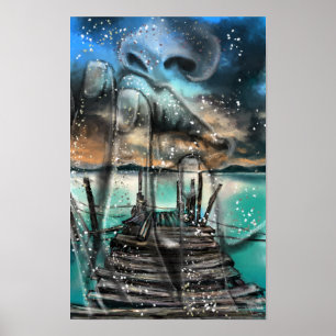 Sea Sunset Women Dreams Poster Print Malerei Art