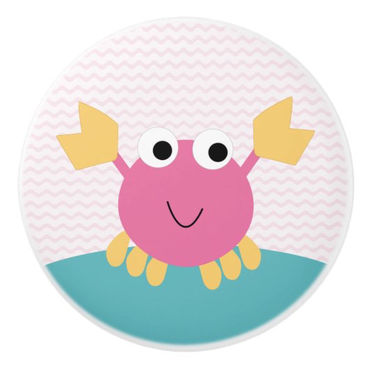Sea Sweeties Crab Kinderzimmer Drawer Pull Knoblau Keramikknauf (Vorderseite)