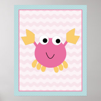 Sea Sweeties Girl Meereswelt Pink Crab Art Poster
