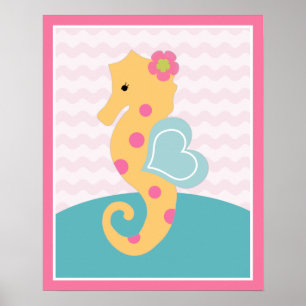 Sea Sweeties Girl Meereswelt Rosa Seepferd Poster