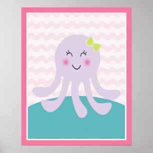 Sea Sweeties Mädchen Meerestiere Rosa Oktopus Kuns Poster