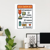 Sea Swim Kit – Funny Checklist Design for Wild Swi Poster (Heimbüro)