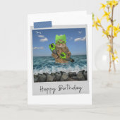 Sea Swimmer Cat Funny Birthday Card Karte (Gelbe Blume)