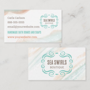 Sea Swirl Beach Watercolor Business Card Visitenkarte