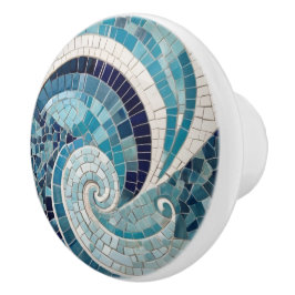 Sea Swirl Beach Wave Abstrakt Ocean Blue Mosaik Keramikknauf