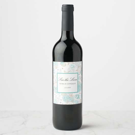 Sea the Liebe Beach Wedge Beverage Weinetikett (Vorderseite)