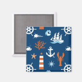 Sea Theme Muster 1 Magnet (Vorderseite/Rückseite)