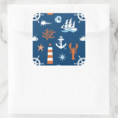 Sea Theme Muster 1 Quadratischer Aufkleber (Tasche)