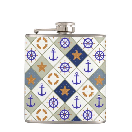 Sea Theme Muster 2 Flachmann (Vorderseite)