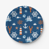 Sea Theme Pattern Pappteller (Vorderseite)