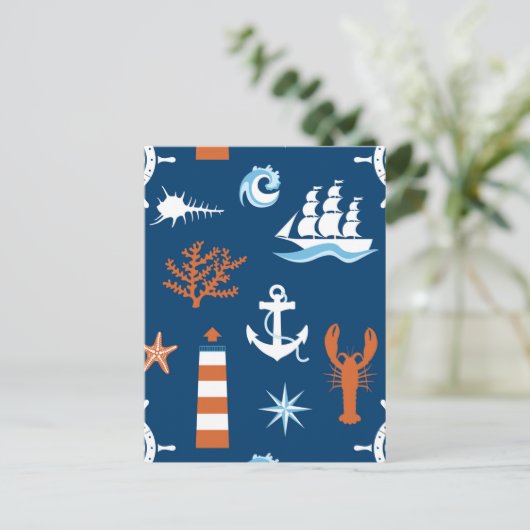Sea Theme Pattern Postkarte (Stehend Vorderseite)