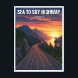 Sea to Sky Highway Vancouver Canada Sunset Travel Postkarte<br><div class="desc">Der Sea to Sky Highway, offiziell als Highway 99 bekannt, ist eine der spektakulärsten Fahrten in Nordamerika, die sich von Vancouver bis Whistler und darüber hinaus erstreckt. Diese Küstenbergroute umarmt den Rand von Howe Sound, weht vorbei an tiefen Fjorden, hohen Felsen und dichten gemäßigten Regenwald. Die Aussicht ist atemberaubend: türkisfarbenes...</div>