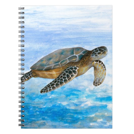 Sea Turtle 1 blaues Wasser Notizblock (Vorderseite)
